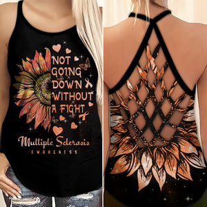 Multiple Sclerosis Awareness Criss Cross Tank Top Summer: Not going down without a fight 2308