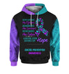 Suicide Prevention Awareness Hoodie Full Print :  Supporting The Fighters, Faith Hope Love