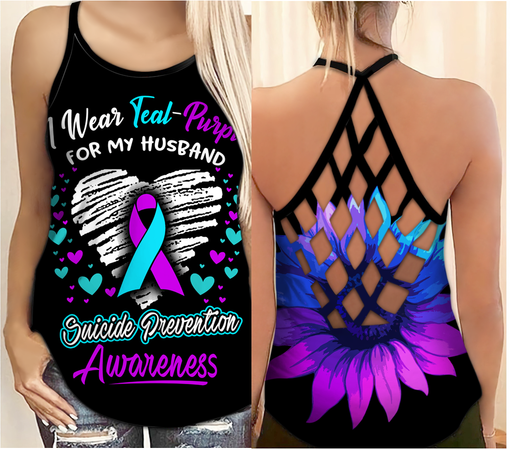 Suicide Awareness Criss Cross Tank Top Summer: My Husband