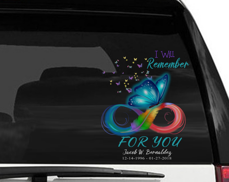 Personalized {Dates-Name-Photo} Suicide Awareness Custom Stickers : I Will Remember For You