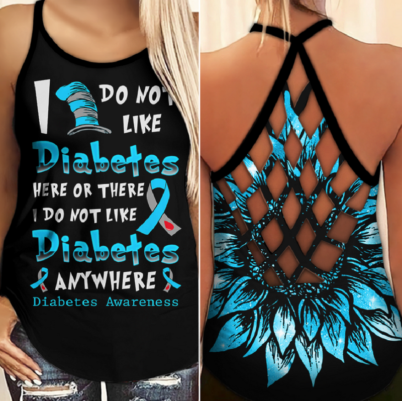 Diabetes Awareness Criss Cross Tank Top Summer: I do not like diabetes 0709