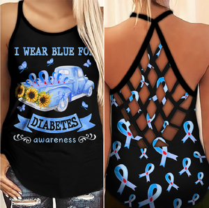 Diabetes Awareness Criss Cross Tank Top Summer: I wear blue for diabetes awareness 0709