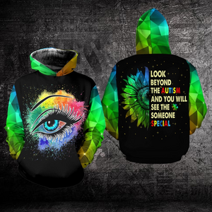 Autism Awareness Hoodie Full Print : Look Beyond The Autism