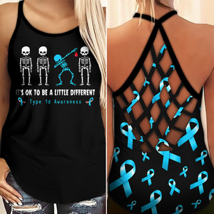 Diabetes Awareness Criss Cross Tank Top Summer: It's ok to be a little different 0809