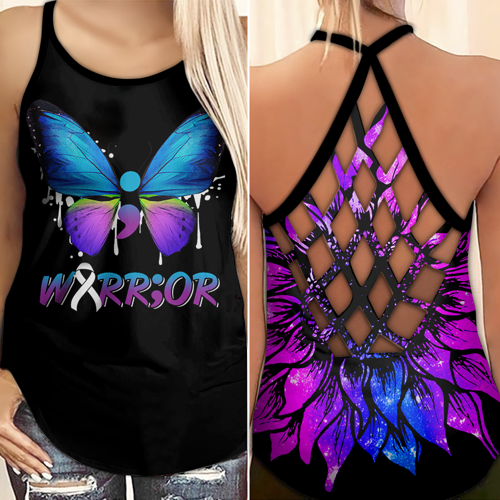 Suicide Awareness Criss Cross Tank Top Summer:  Warrior