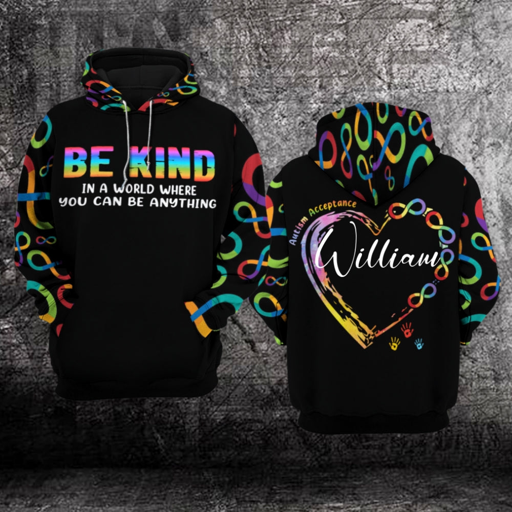 Personalized Autism Mom Hoodie 3D : Be Kind .1201