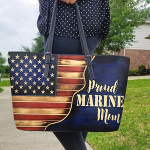 Proud Marine Mom Leather Bag