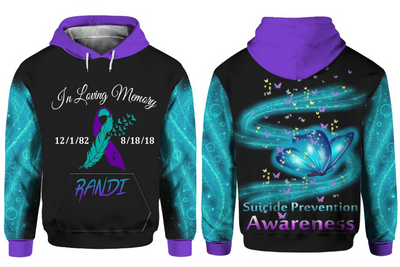 Personalized Name-Dates Suicide Prevention Awareness Hoodie Full Print : In Loving Memory