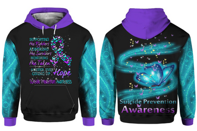 Suicide Prevention Awareness Hoodie Full Print For Merry Christmas