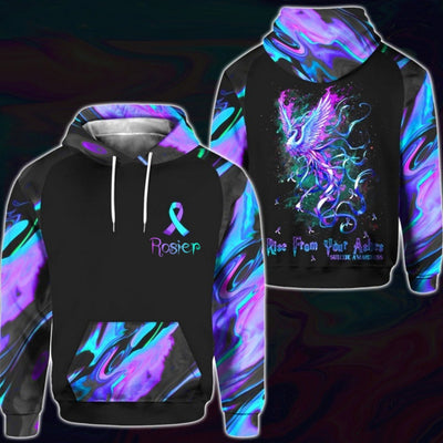 Personalized Suicide Awareness Hoodie 3D : Rise From Your Ashes 2711