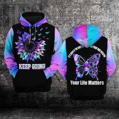 Suicide Prevention Awareness Hoodie For Women For Men : Keep going A1009