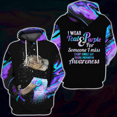 I Wear Teal Purple For Someone Suicide Prevention Awareness Hoodie, Zip Hoodie Tank Top T-shirt for Women For men