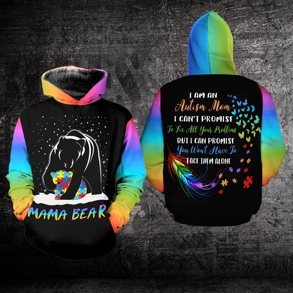 Autism Mom  Hoodie Full Print : Mama Bear