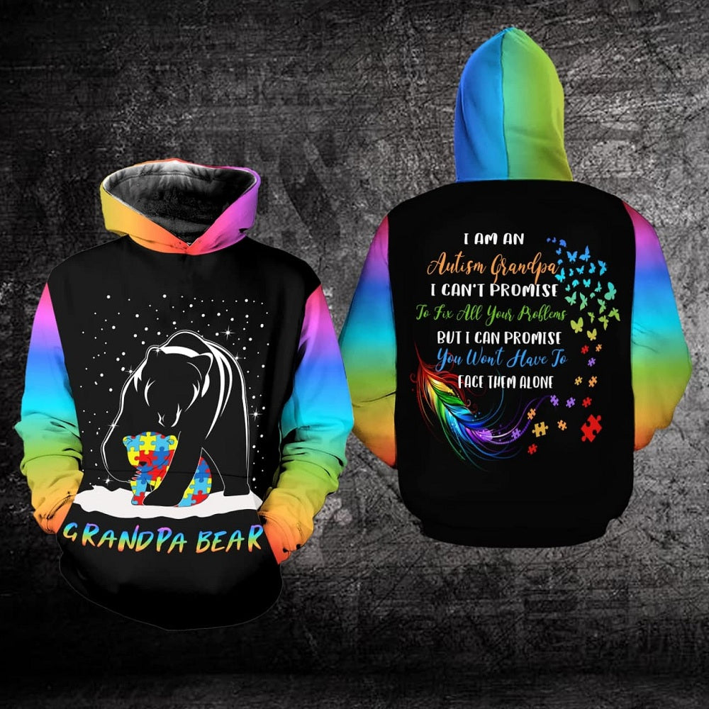 Autism Awareness Hoodie Full Print : Grandpa Bear