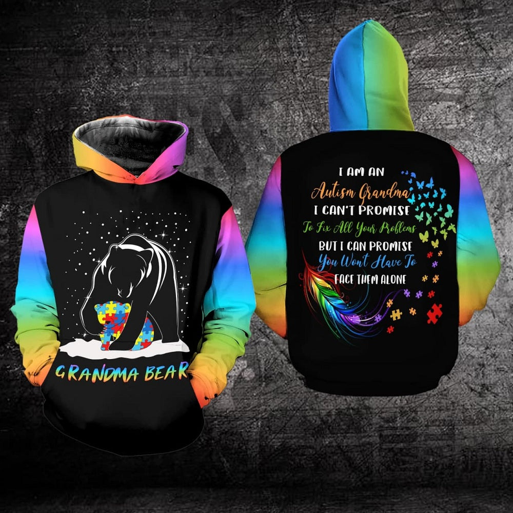 Autism Awareness Hoodie Full Print : Grandma Bear