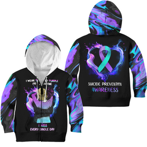 Suicide Prevention Awareness Hoodie For Women For Men : I Wear Teal And Purple For Someone I miss Every Single Day