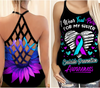 Suicide Awareness Criss Cross Tank Top Summer:  I Wear Teal Purple For My Sister