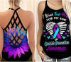 Suicide Awareness Criss Cross Tank Top Summer:  I Wear Teal Purple For My Son