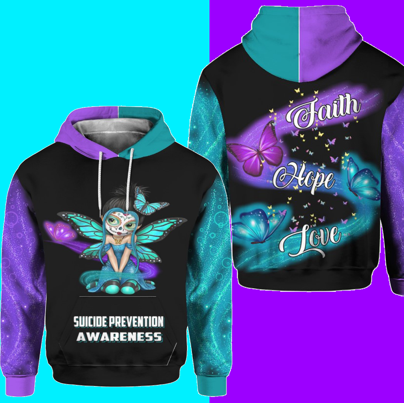 Suicide Prevention Awareness Hoodie : Faith Hope Love
