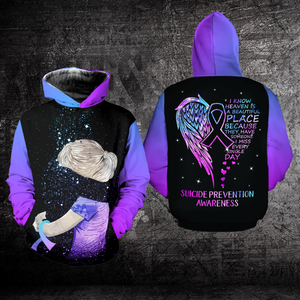 Suicide Prevention Awareness Hoodie Full Print: I Know Heaven Is A Beautiful Place