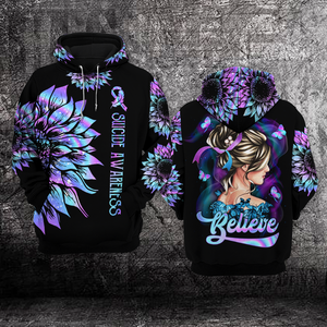 Suicide Prevention Awareness Hoodie Full Print : Believe 1009