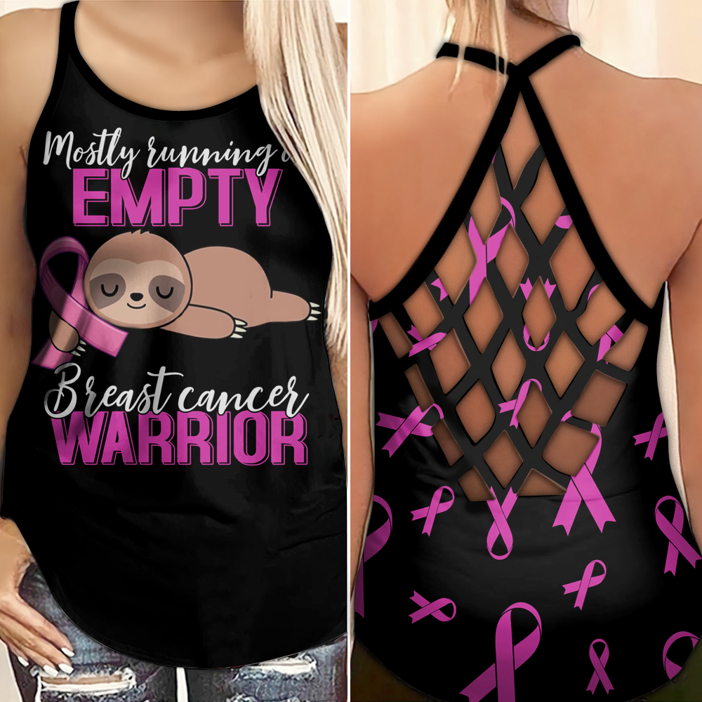 Breast Cancer Awareness Criss Cross Tank Top Summer: Mostly running on empty