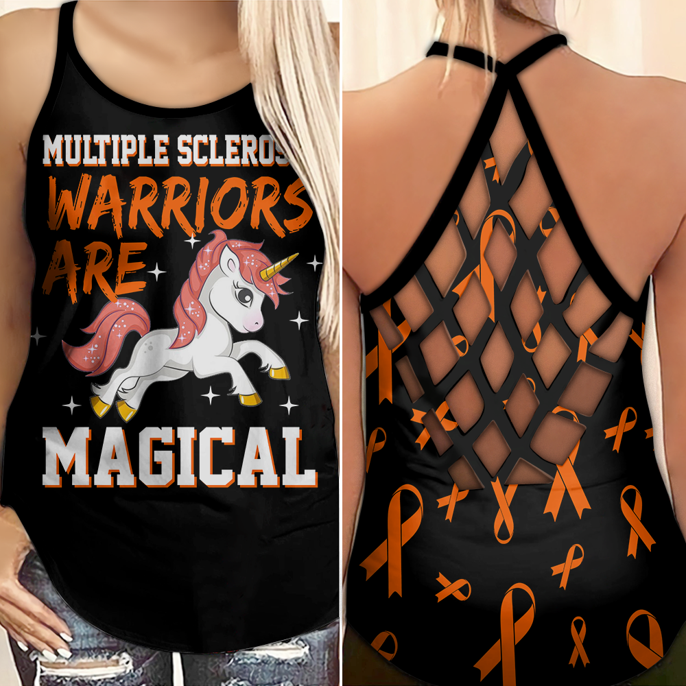 Multiple Sclerosis Awareness Criss Cross Tank Top Summer: Multiple sclerosis warriors are magical