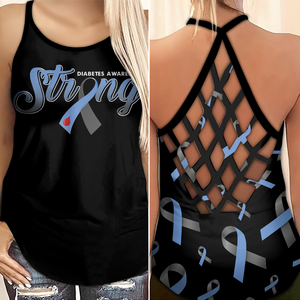 Diabetes Awareness Criss Cross Tank Top Summer: Strong 3008