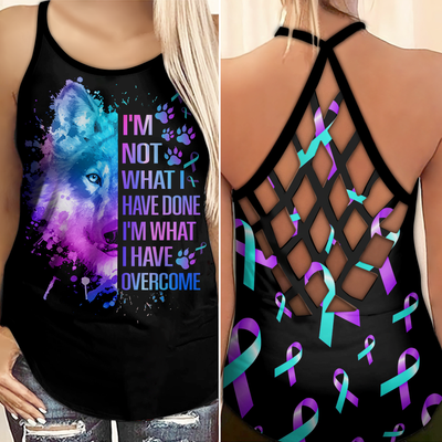 Wolf  Suicide Awareness Criss Cross Tank Top Summer : I have Overcome