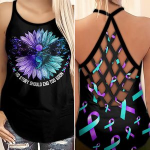 Suicide Awareness Criss Cross Tank Top Summer:  no story should end too soon 2808