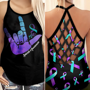 Suicide Awareness Criss Cross Tank Top Summer:  Suicide awareness 2808