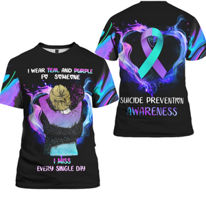 Suicide Prevention Awareness Hoodie For Women For Men : I Wear Teal And Purple For Someone I miss Every Single Day