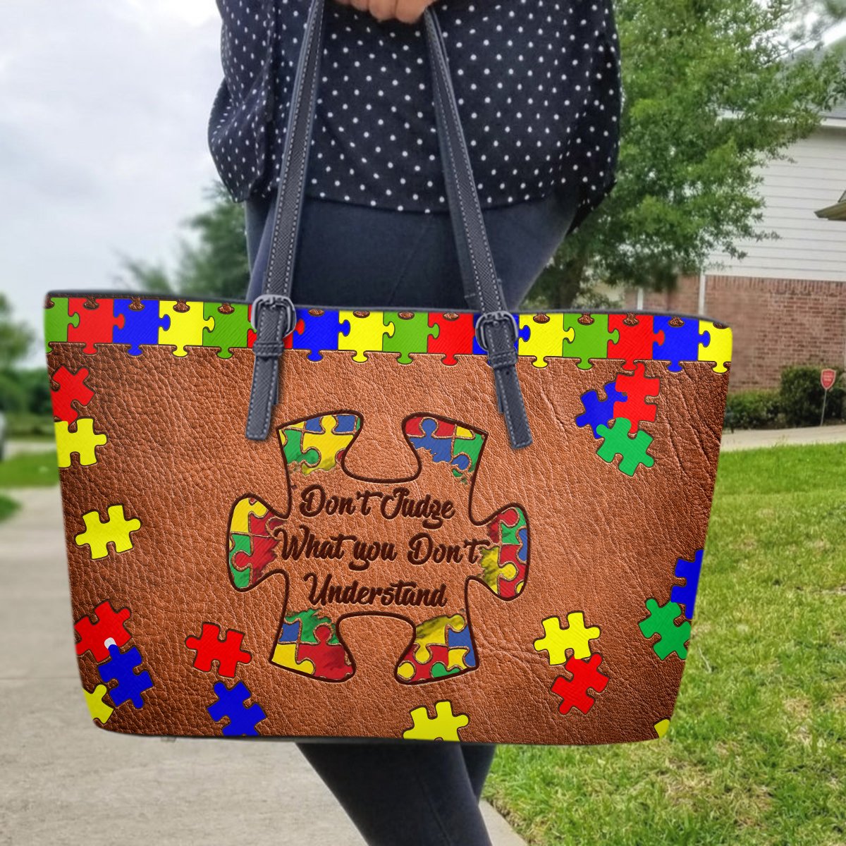 Autism Leather Bag: Don't Judge What You Don't Understand