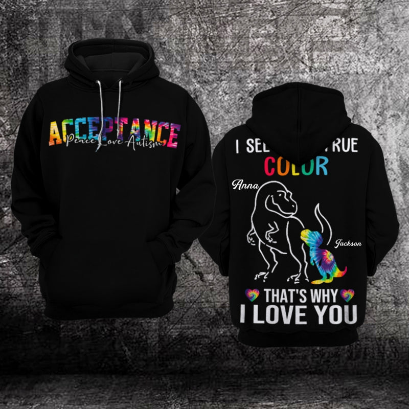 Personalized Autism Awareness Hoodie 3D : Acceptance Peace Love Autism 1204