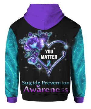 Suicide Prevention Awareness Full Print : No Story Should End Too Soon Heart You Matter