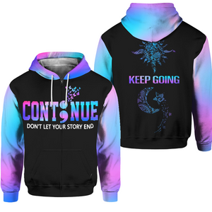 Suicide Prevention Awareness Hoodie Full Print : Continue 1009